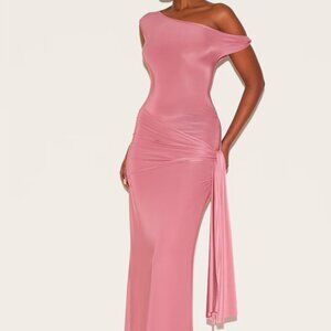 GIVEAWAY - Pretty Little Thing Dress Blush Rose Off Shoulder Wrap Maxi Dress